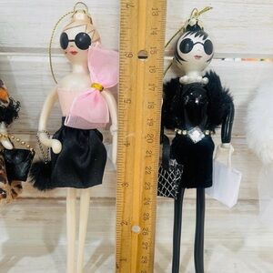 Robert Stanley Shopping Girls Fashion Ladies Glass Christmas Ornaments Set Of 2